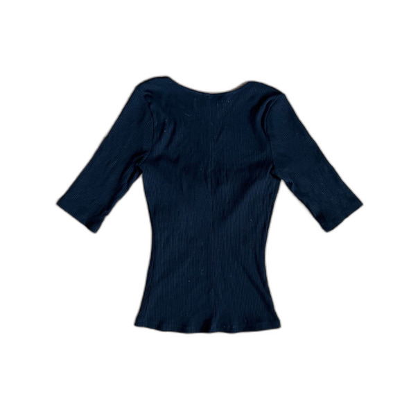 REFORMATION Black Ribbed Sweatheart Shirt Top Tee Women's Size Small - Picture 6 of 9